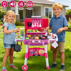 Shemira Kids Grill Playset wheels-on design for easy cart mobility.