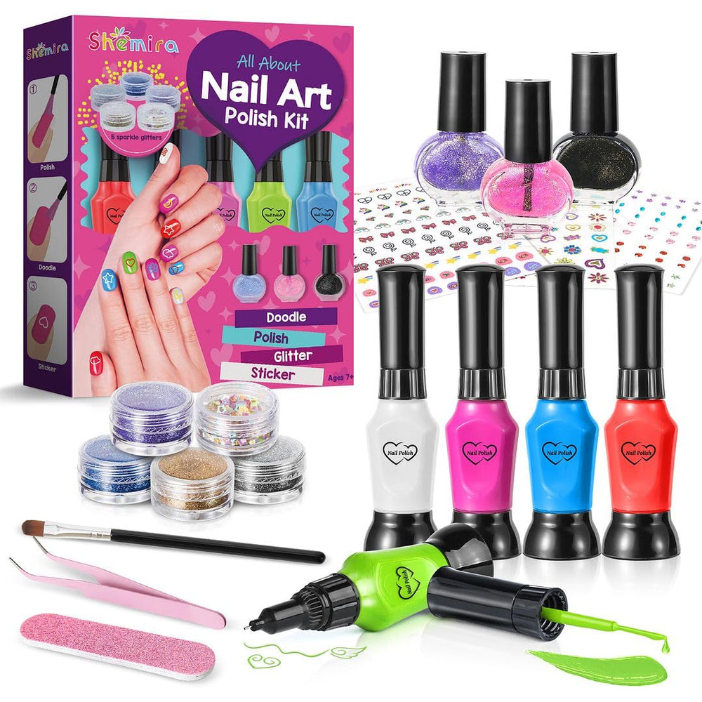 Shemira Nail Art Kit for Girls with vibrant colors and fun tools for DIY nails