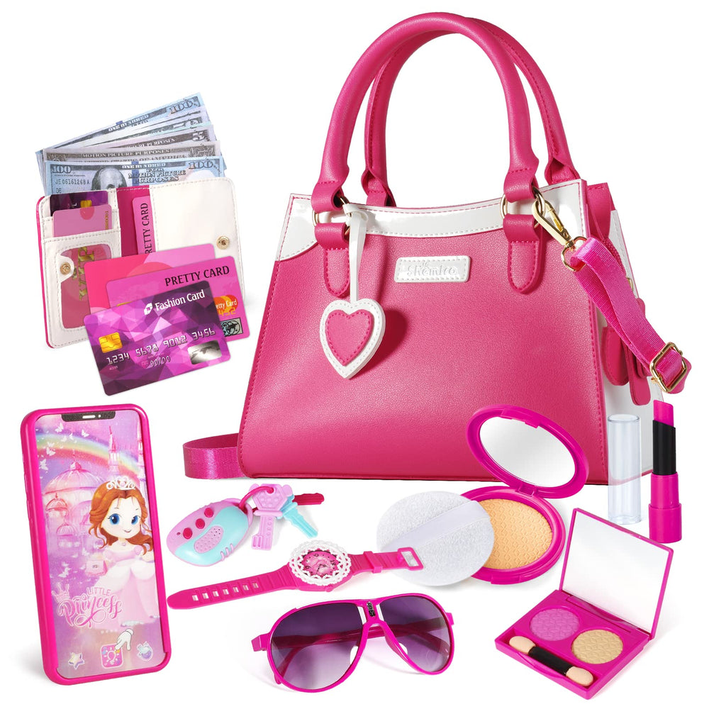 Shemira play purse pink front view for imaginative princess play.