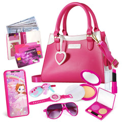 Shemira play purse pink front view for imaginative princess play.