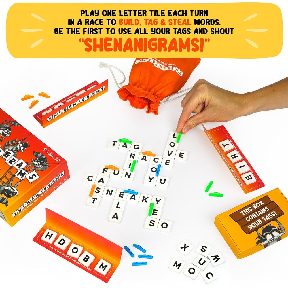 Shenanigrams travel case compact setup ideal for trips and outings.