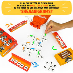 Shenanigrams travel case compact setup ideal for trips and outings.