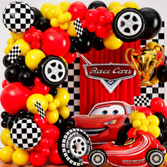 SHERYL DECOR all-in-1 race car arch kit offers easy DIY party centerpiece.