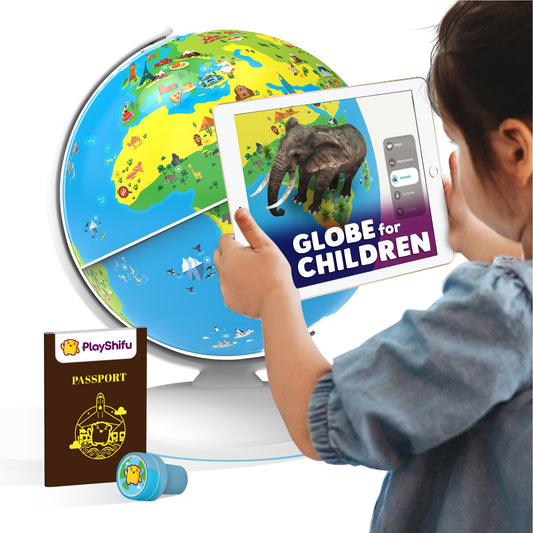 Shifu Orboot Earth globe front view inviting hands on geography exploration