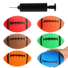 Shindel 6pcs mini inflatable footballs in bright colors for backyard play.