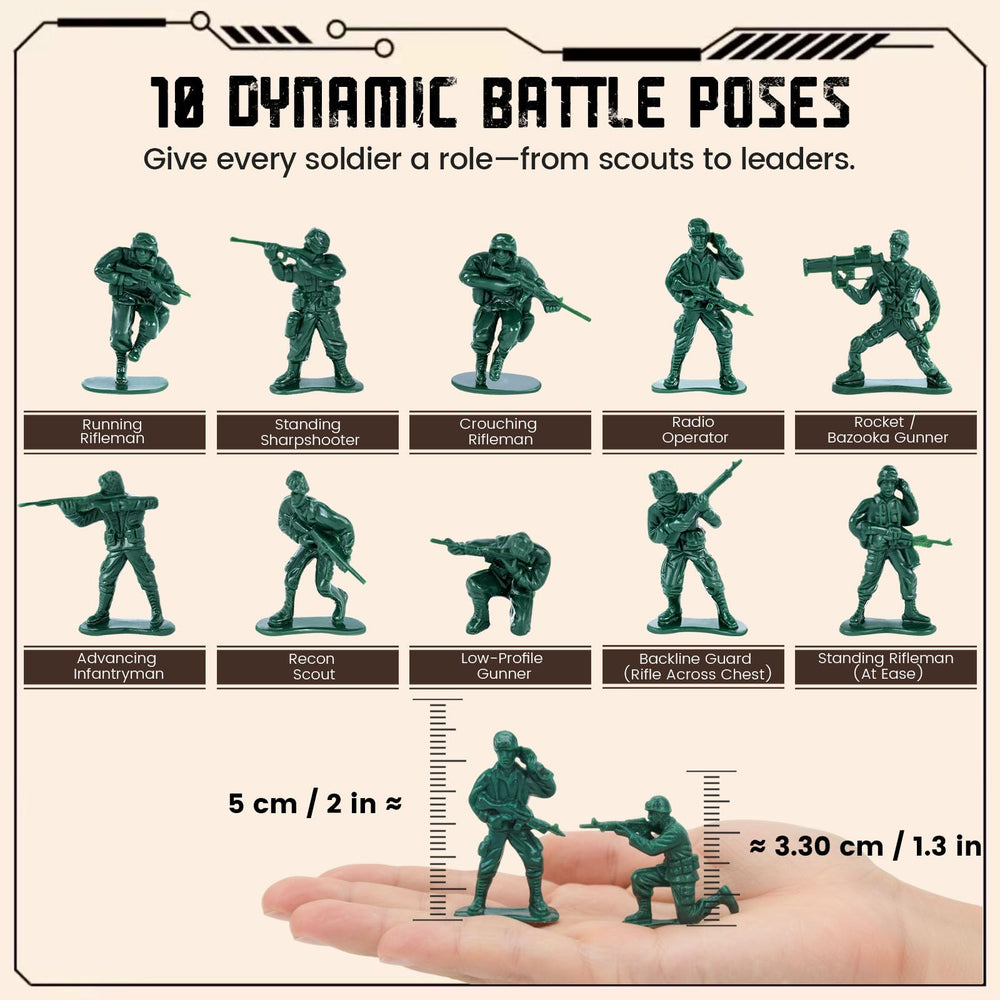 Shindel army figures stand about two inches tall for easy handling.