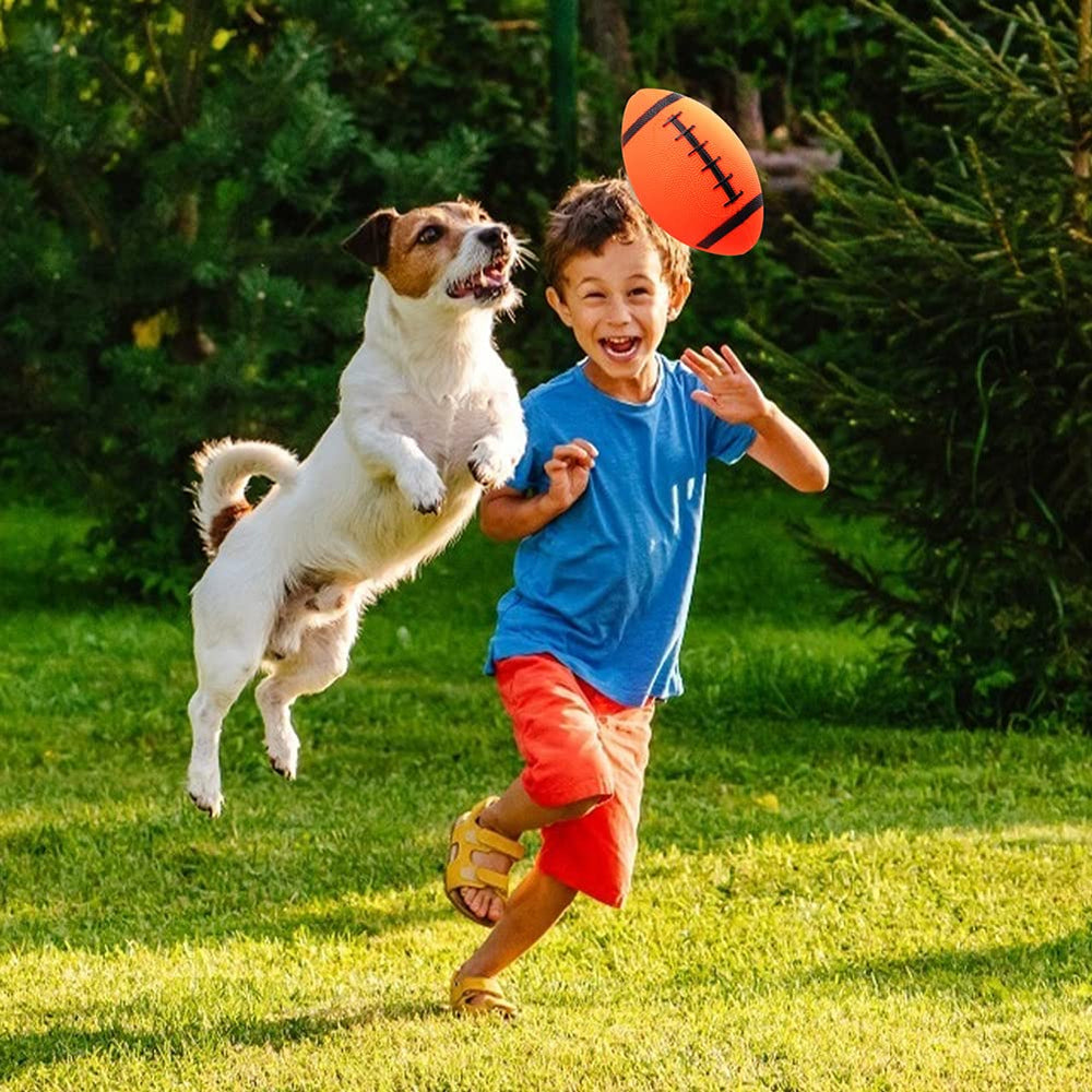 Shindel mini footballs measure 6.3 x 4 inches for kids.