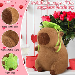 SHINUOER capybara plush close-up shows soft plush fabric and gentle stitching