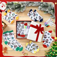 ShinyMatch socks in soft polyester-cotton fabric for comfortable doodling.