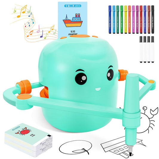 Shovira drawing robot with cards guiding kids through beginner drawing steps
