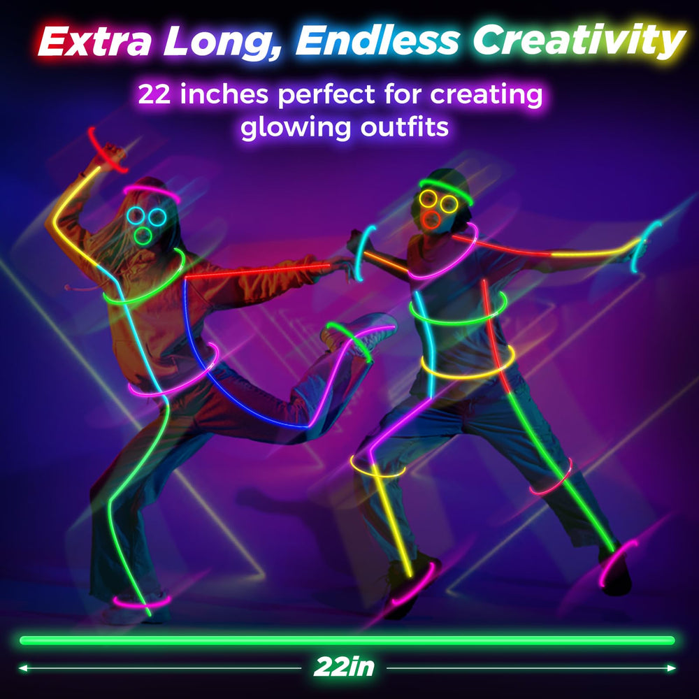 SHQDD 22 inch glow sticks in neon colors for bold visibility