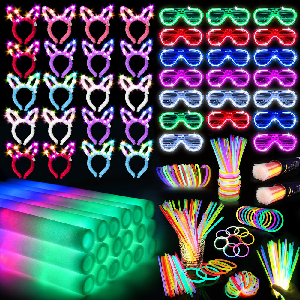 SHQDD glow stick bulk pack with vibrant colors for safe, fun party lighting.