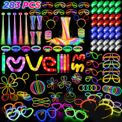 SHQDD glow sticks 100-pack illuminate neon parties and nighttime events with vibrant colors.
