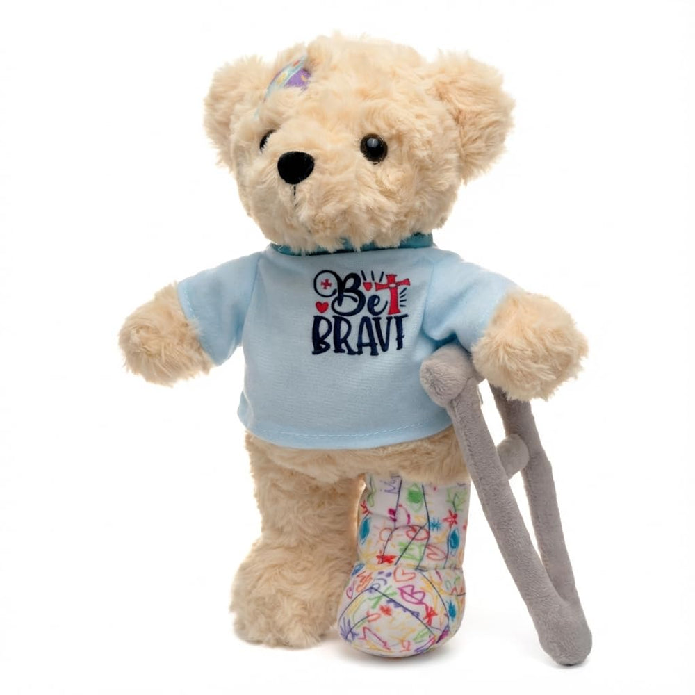 SHSEEN Get Well Soon Bear with switchable crutches and cast for versatile recovery play
