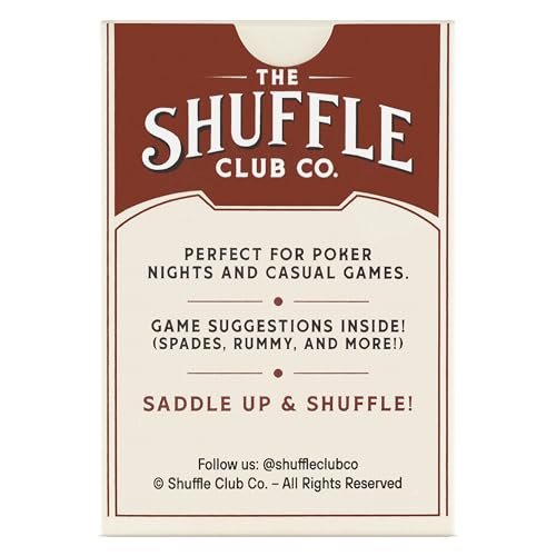 Saloon-scene artwork on cards adds Western flair to game nights.