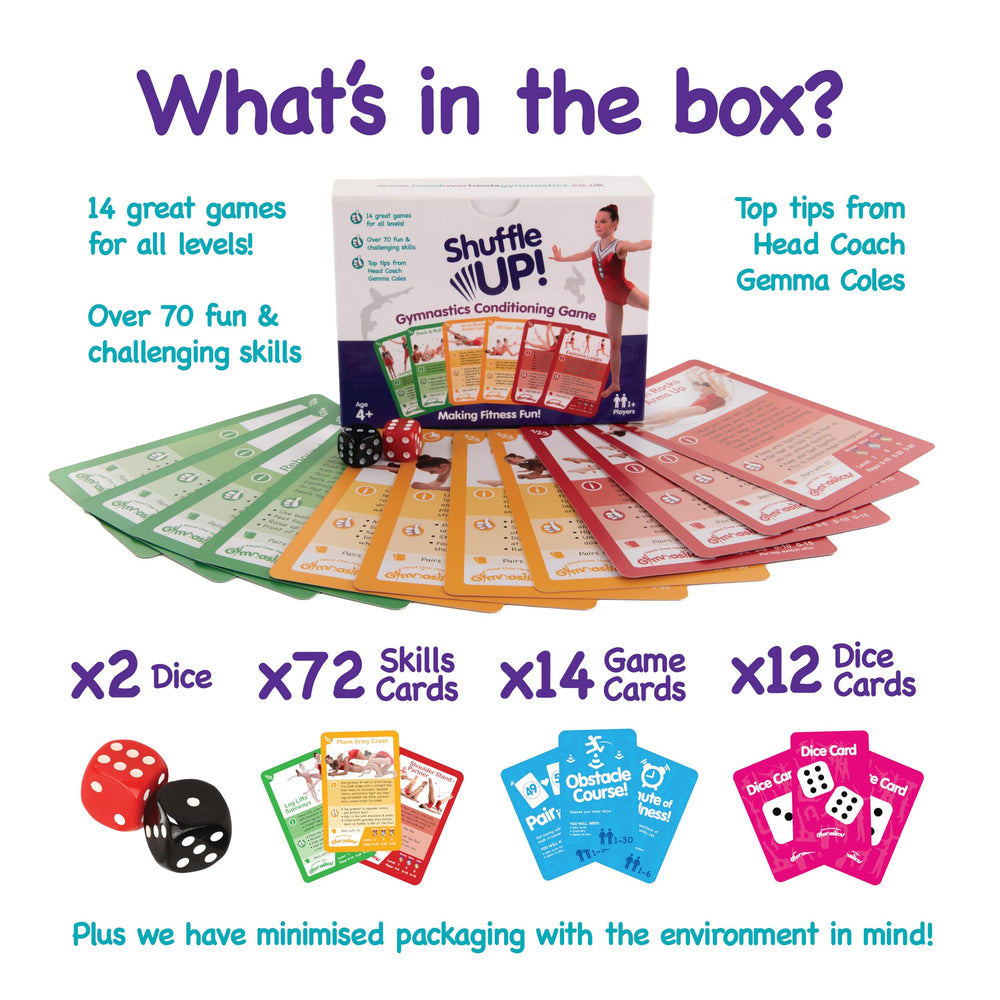 Shuffle Up Gymnastics cards helping kids perform movements safely and clearly.
