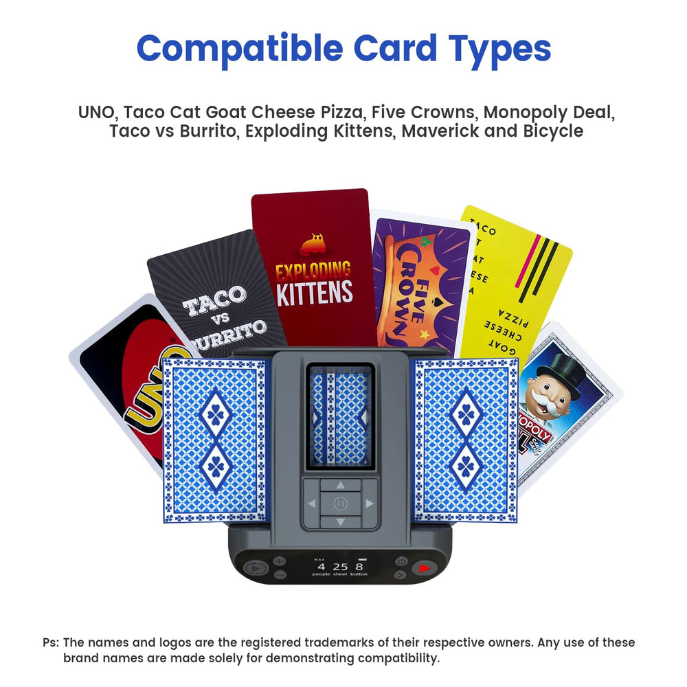 ShuffleBox G1 Pro card compatibility with standard and jumbo sizes.