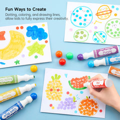 Shuttle Art Dot Makers washable markers simplify cleanup after messy dot art.