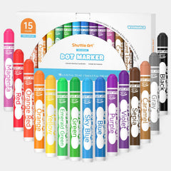 Shuttle Art dot markers 15 colors collection, vibrant and easy to wash