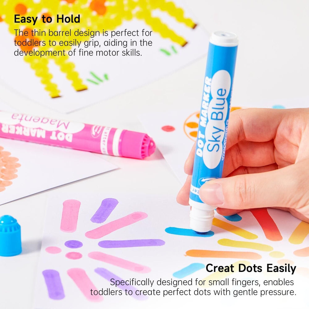 Shuttle Art dot markers are washable for quick cleanup after crafts.