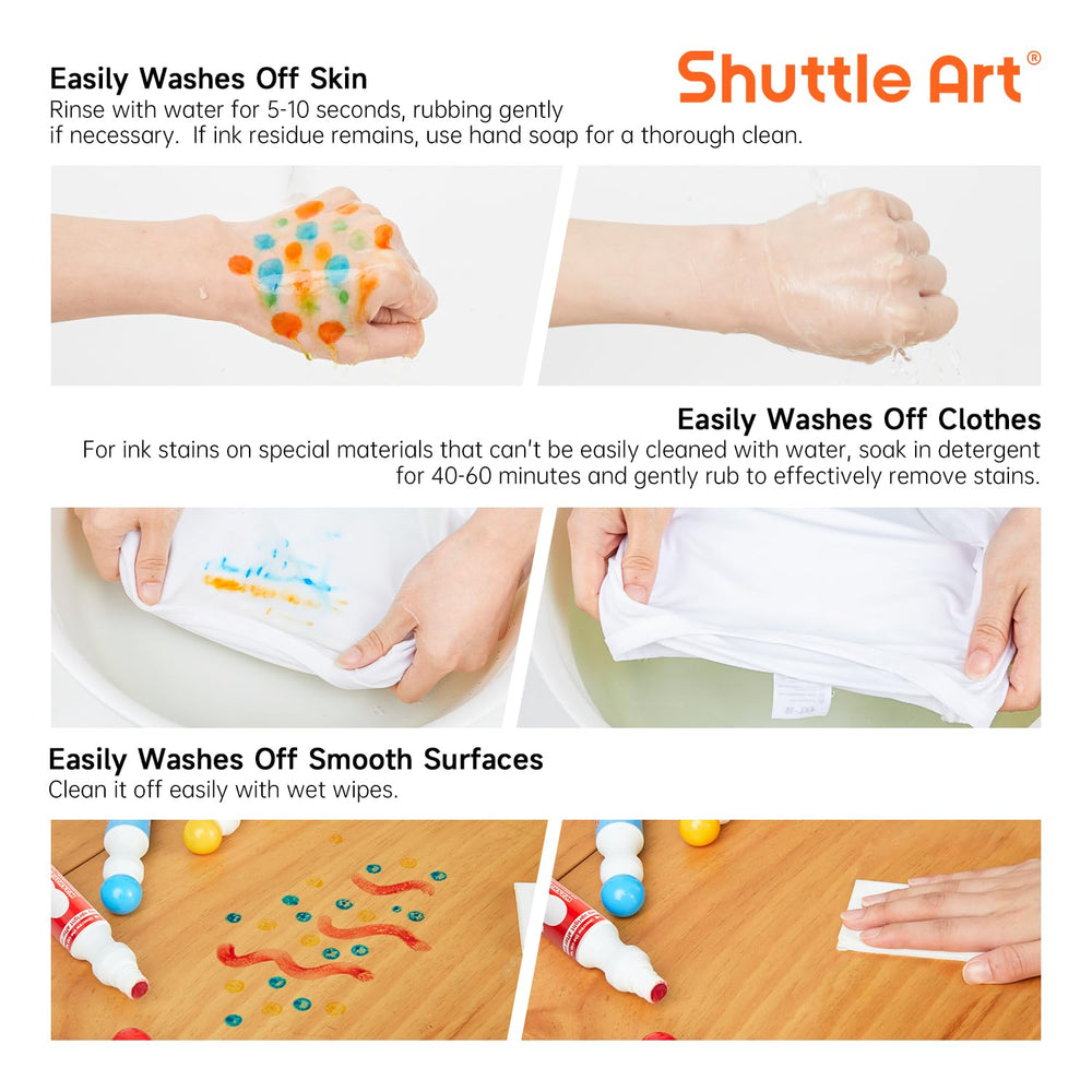 Shuttle Art washable ink ensures quick cleanup after art time