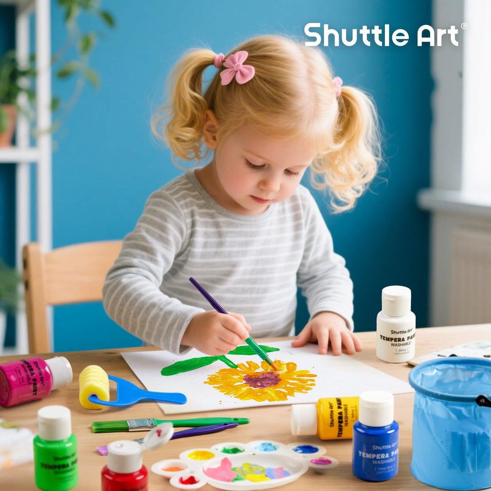 Shuttle Art finger painting encourages tactile, creative play