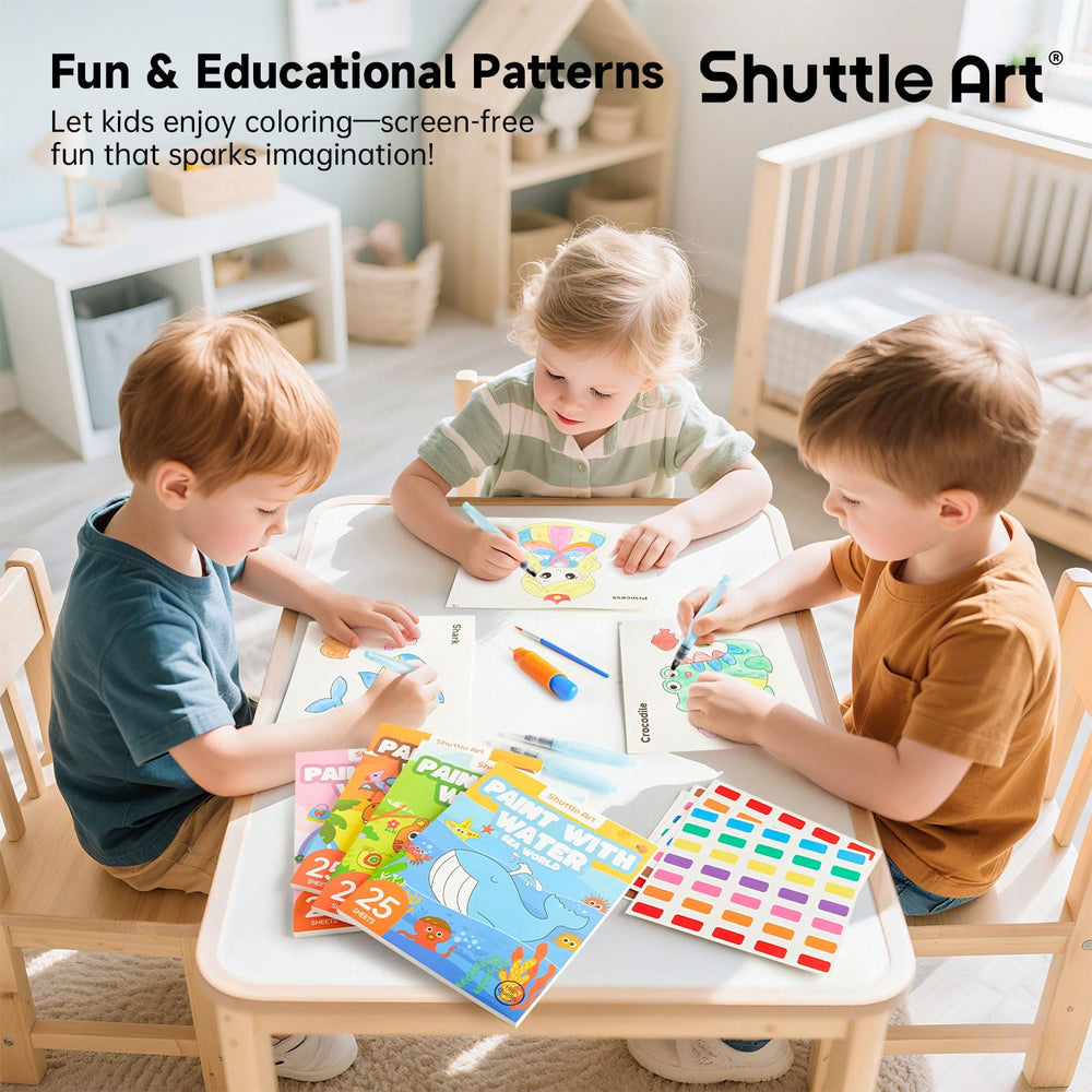 Shuttle Art Paint with Water Dinosaur Roars page illustration for easy coloring