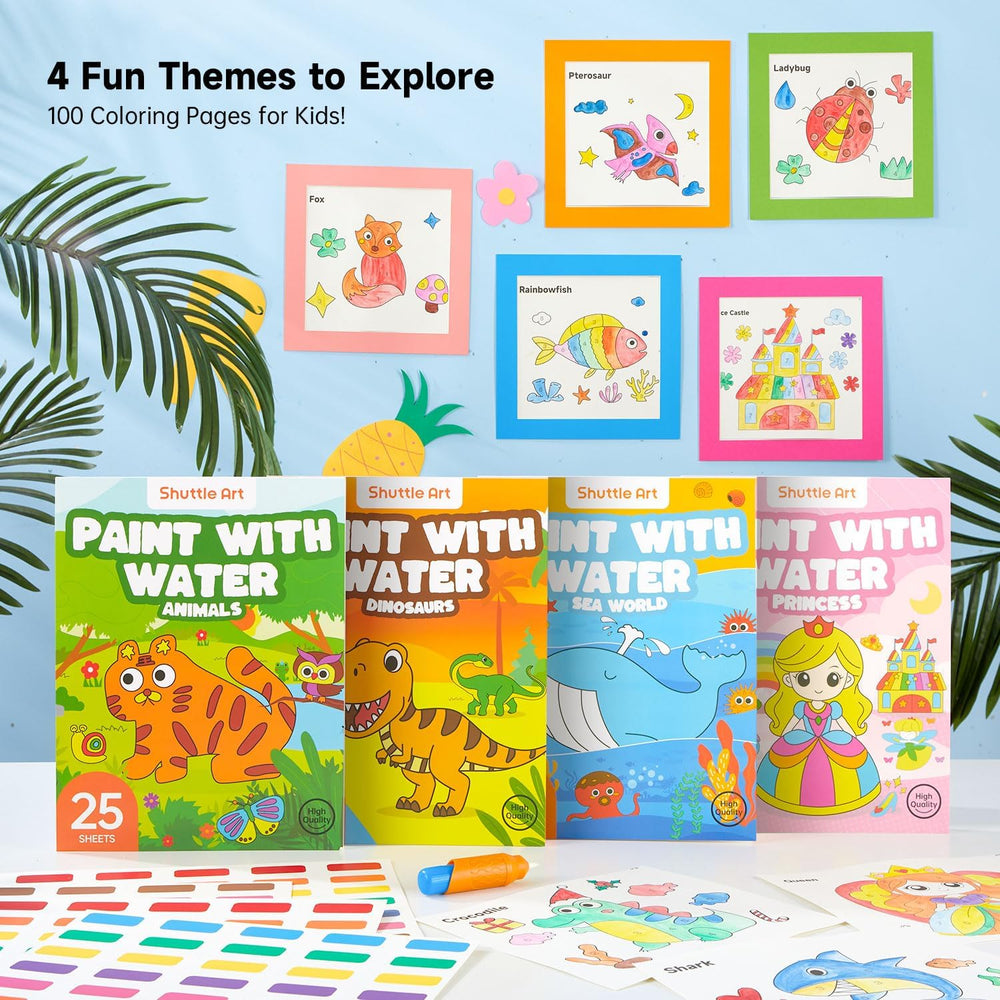 Shuttle Art Paint with Water Sea Worlds page prompting calming color play