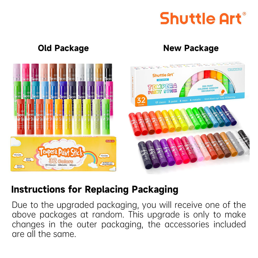 Shuttle Art tempera paint sticks neon colors brighten imaginative drawings.