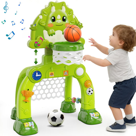 SHXYKZ toddler basketball hoop and soccer goal setup boosts active play and hand-eye coordination.