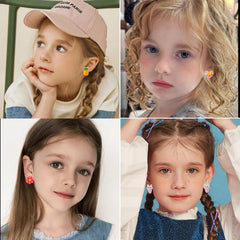 Shyflpopo kids clip-on snow earrings with soft cushion for gentle wear