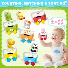 Colorful track set for arranging, counting, and color matching activities