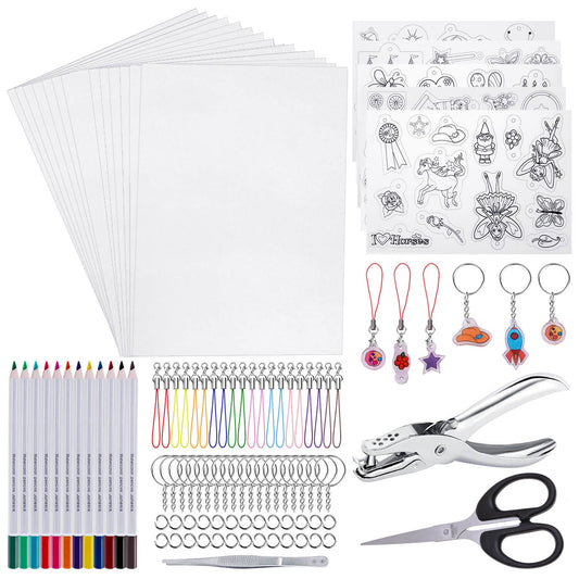 Shynek shrink film sheets ready for DIY keychains and jewelry.