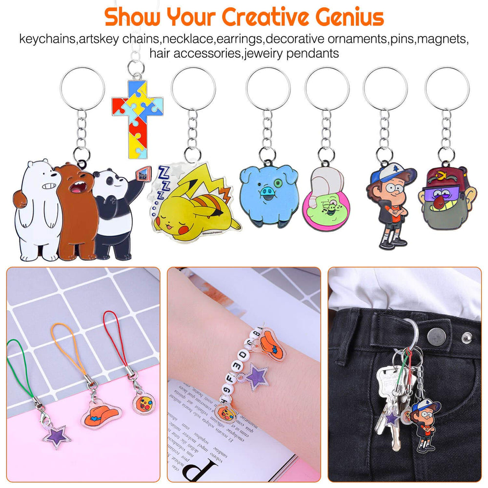Shynek Shrinky Sheets Keychain Parts for assembling custom charms