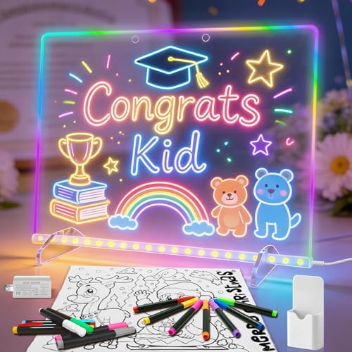 Signsxcel LED drawing board with 14 highlighters for vibrant kid art sessions