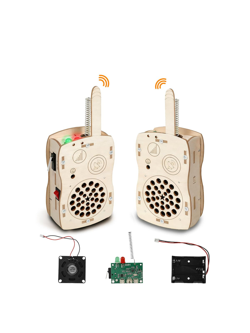 SIHUADON walkie-talkie kit front view ideal for classroom projects and family exploration.