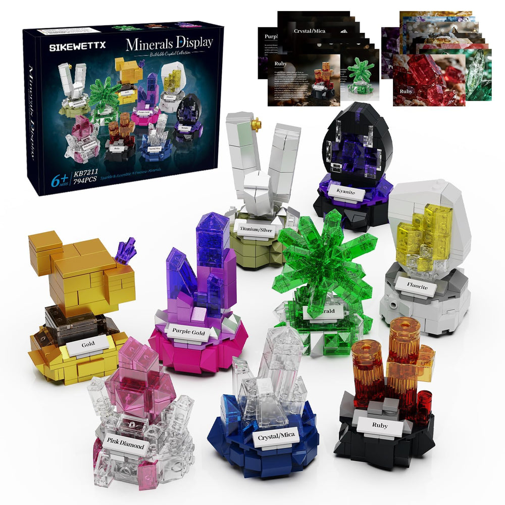 Sikewettx mineral blocks featured emerald gemstone model for display and learning.