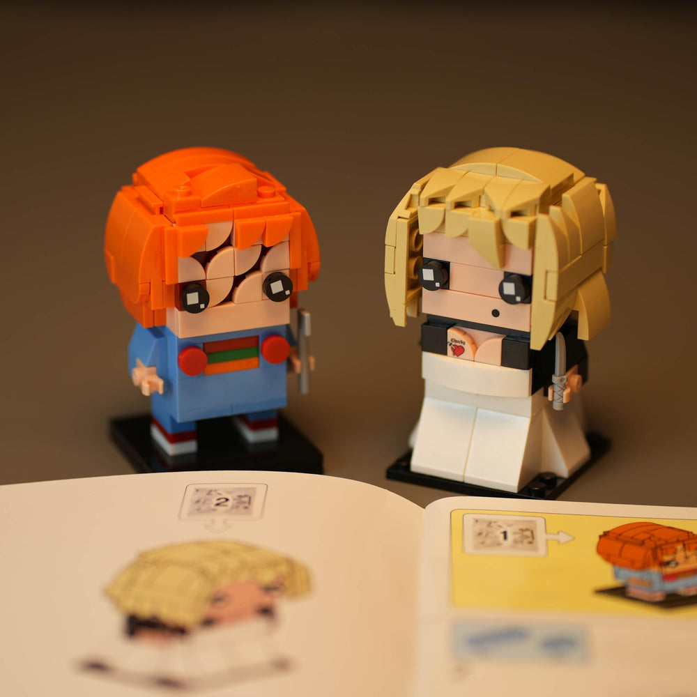 Silhouettesona detailed chucky-tiffany miniatures capture recognizable horror character design.
