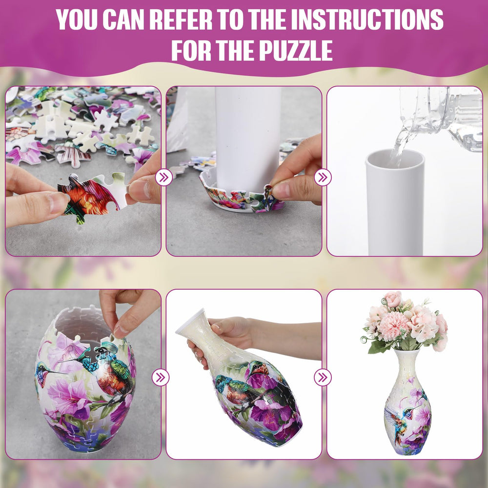 Silipull 3D puzzle vase flower display showcases creative home decor possibilities.