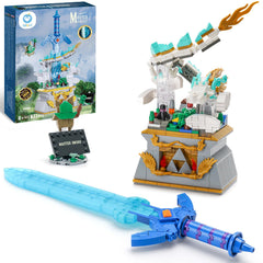 Sillbird BOTW glowing Master Sword set, front view, for constructive play and display.
