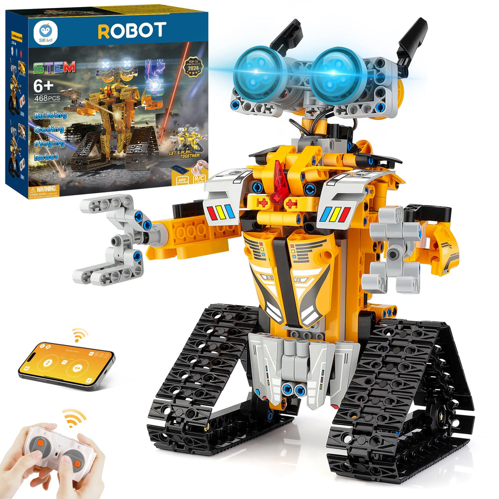 Sillbird robot building kit front view with friendly design for creative learning.