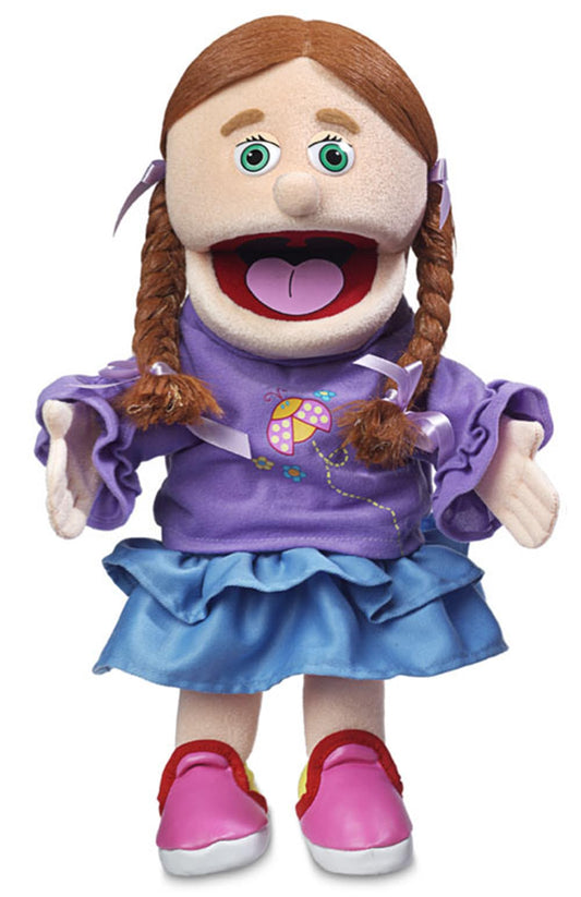 Silly Puppets Amy Peach Girl hand puppet full view 14 inches tall for imaginative play