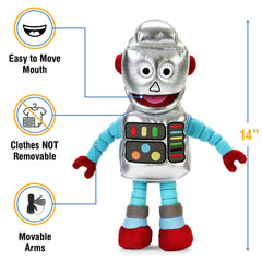 Silly Puppets bottom-entry hand puppet enables easy finger control.