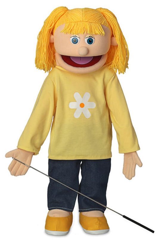 Silly Puppets Katie Peach Girl front view shows easy mouth movement for beginners.