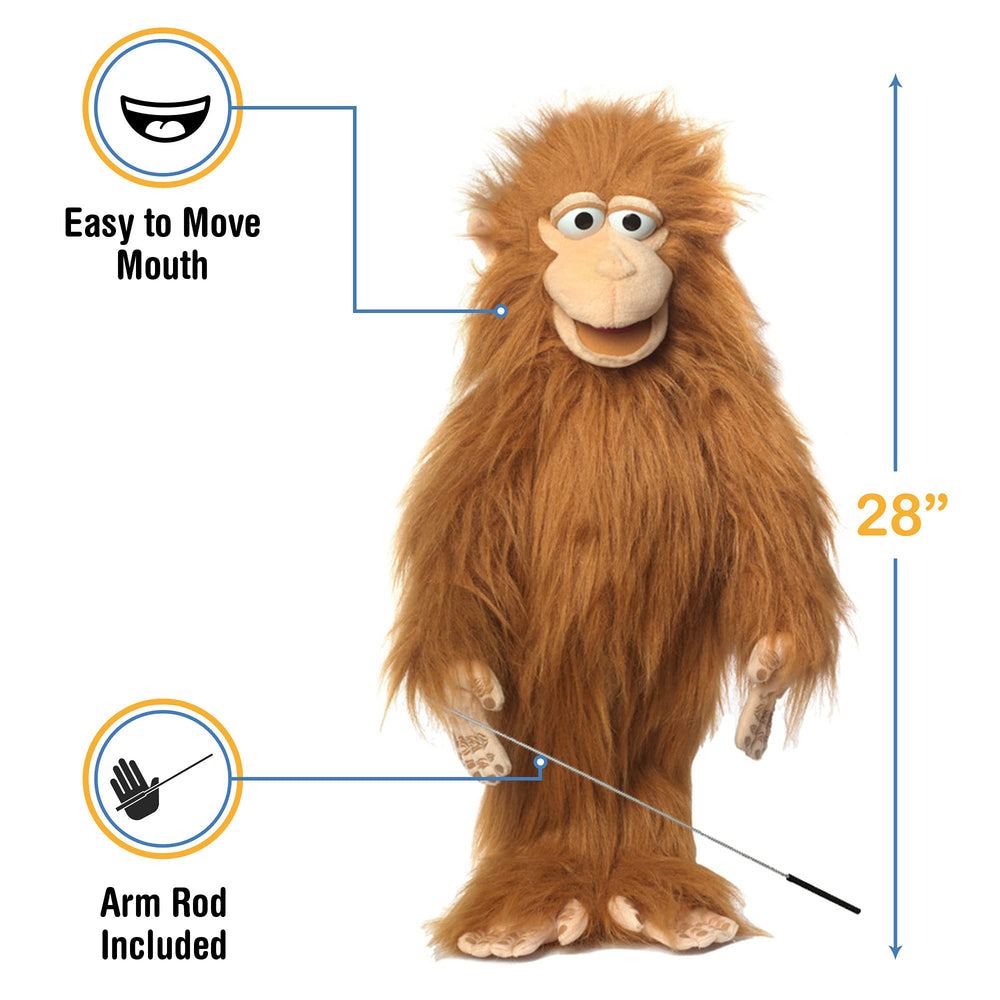 Silly Puppets monkey mouth in action demonstrating ventriloquist control.