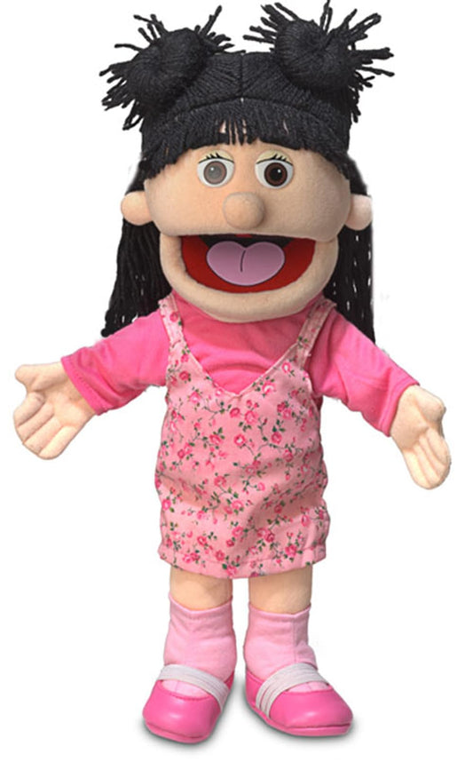 Silly Puppets Susie Peach Girl hand puppet with movable mouth for storytelling.