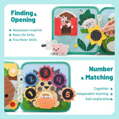 Silouka Montessori Busy Book page with Velcro numbers for hands-on learning.