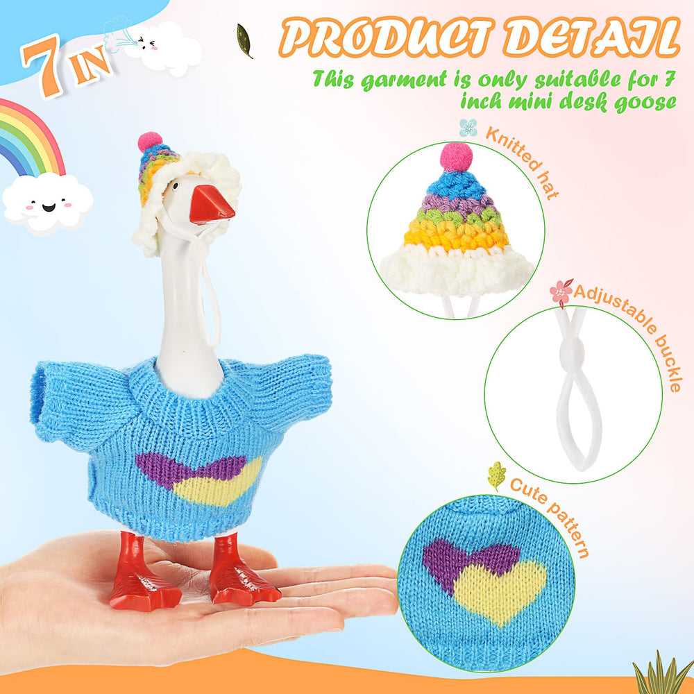 SilTriangle 7-inch desk goose figure highlights durable knit costumes for daily use