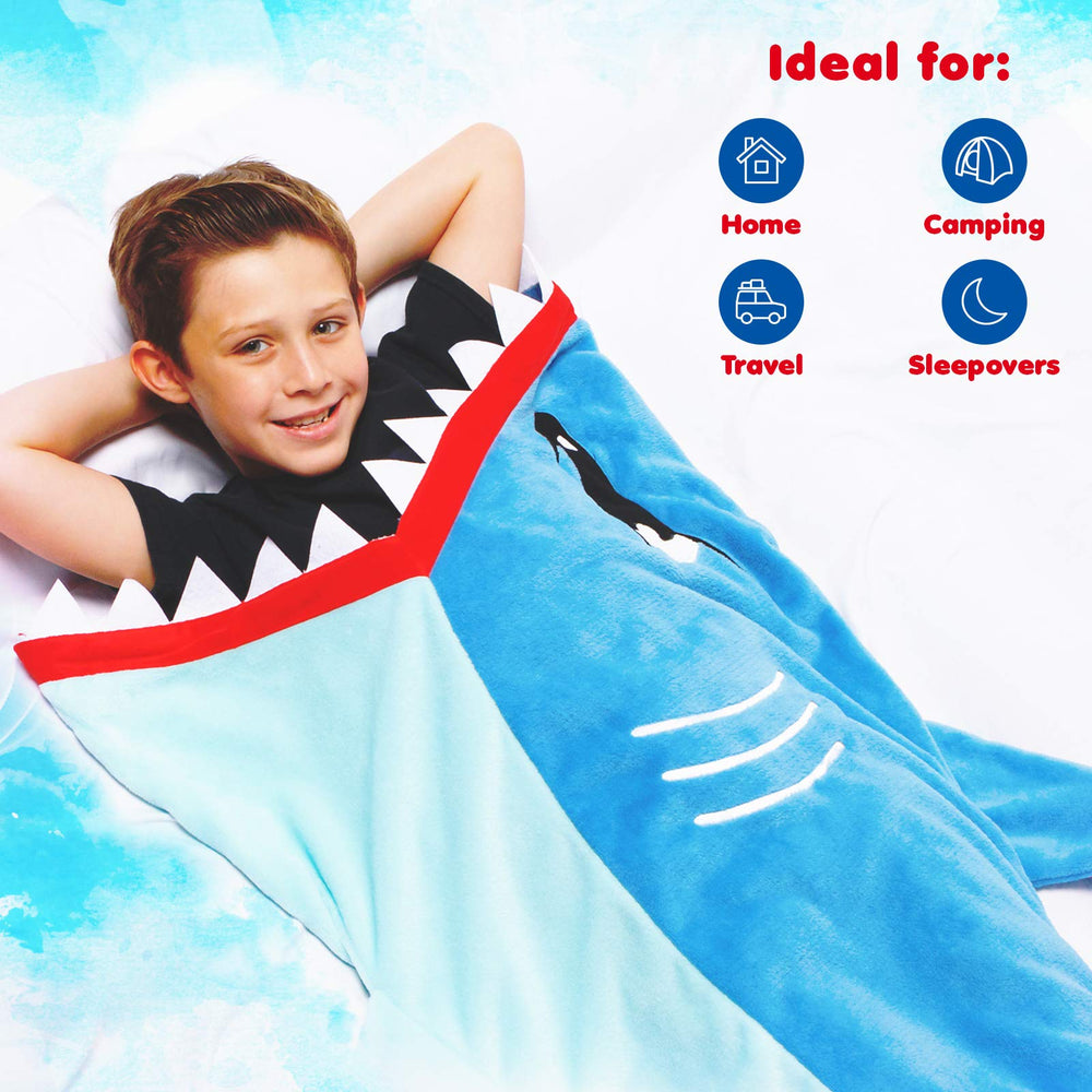 Silver Lilly Shark Tail Blanket opened to reveal the shark silhouette.