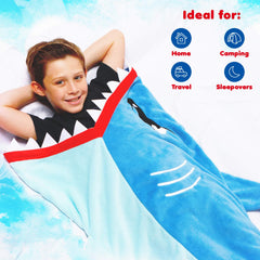 Silver Lilly Shark Tail Blanket opened to reveal the shark silhouette.